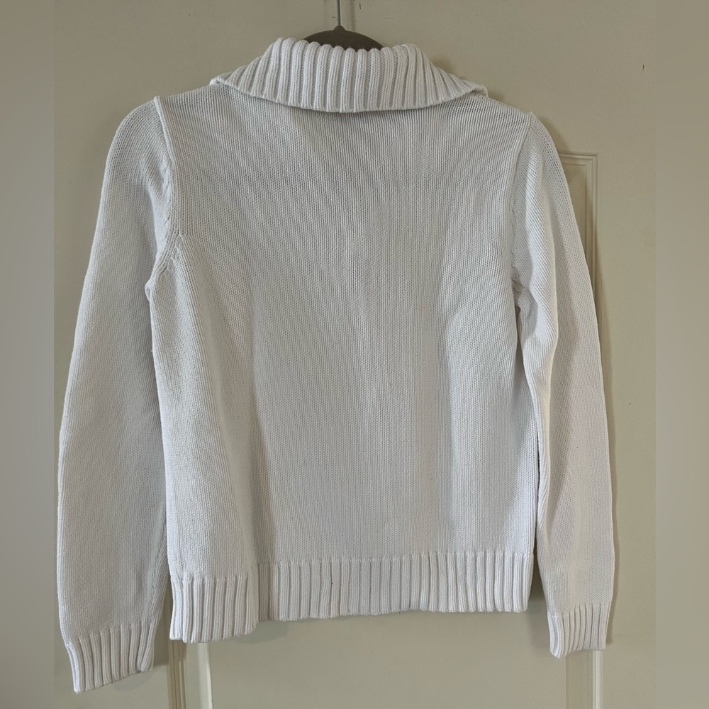 Lauren Ralph Lauren Rich White Sweater with Gold Turn Key Buttons Size Medium - Picture 3 of 12